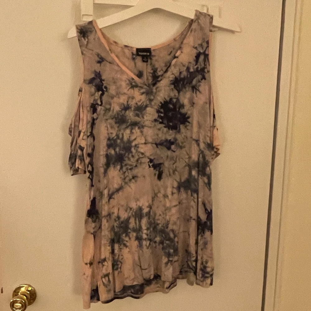 Pink Tie Dye Cold Shoulder Top